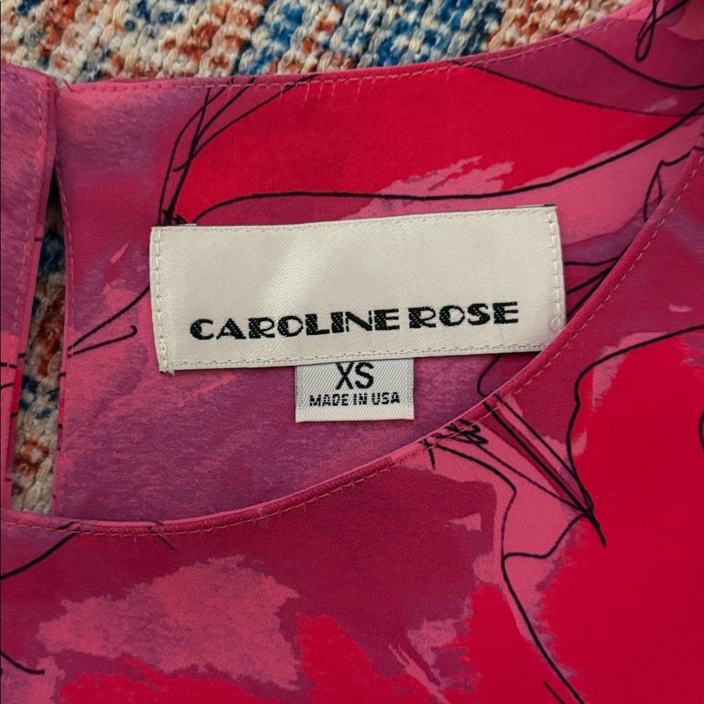 Caroline Rose Pink Floral Print Dress SZ XS NWT - Picture 4 of 5